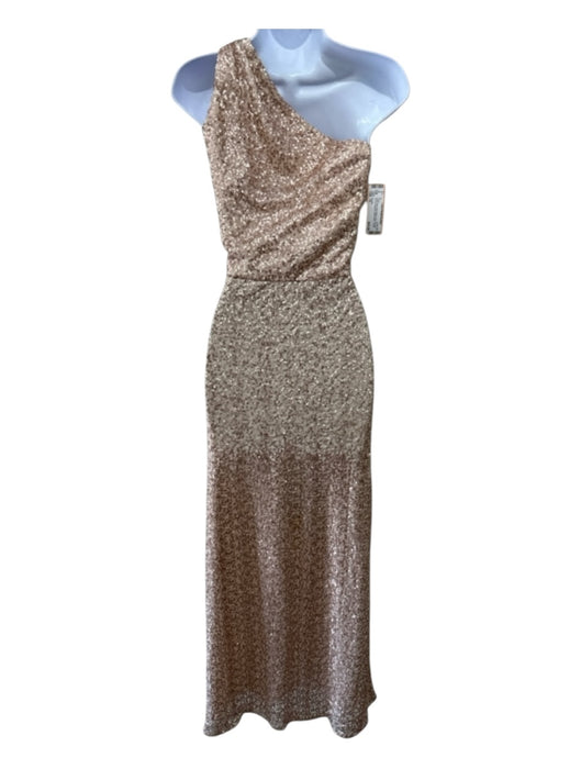 Amsale Size 10 Rose Gold Nylon Blend One Shoulder All Over Sequins Sheath Gown Rose Gold / 10