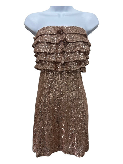 Free People Size 10 Champagne Beige Polyester Blend Strapless Mini Dress Champagne Beige / 10