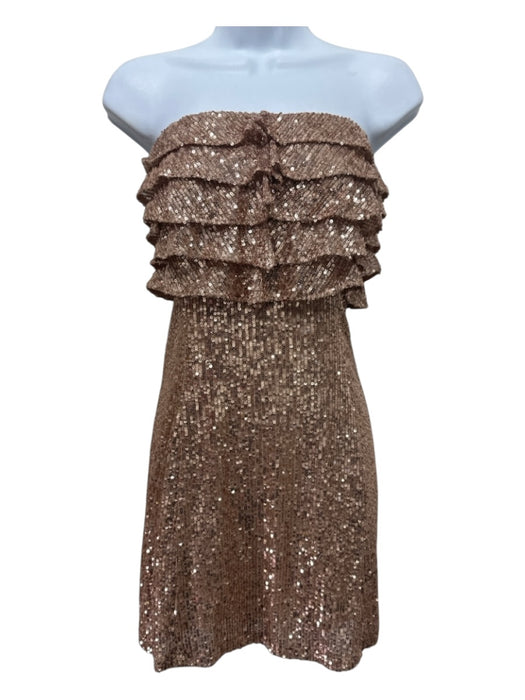 Free People Size 10 Champagne Beige Polyester Blend Strapless Mini Dress Champagne Beige / 10