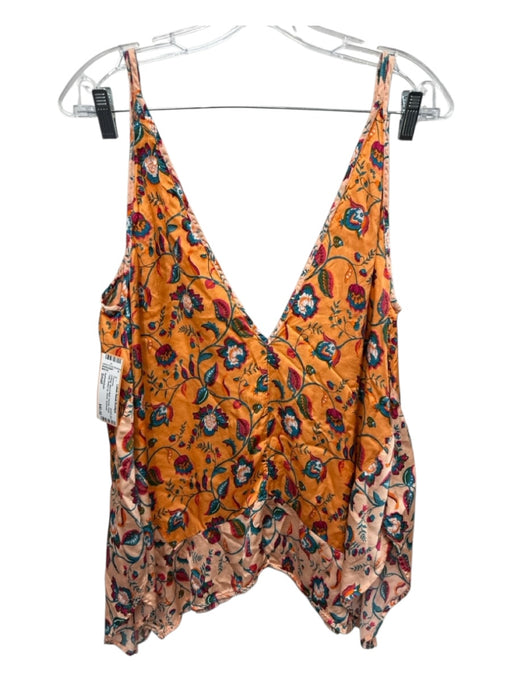 Anthropologie Size Small Orange, Blue & Multi Viscose Floral Tank Shorts Pajamas Orange, Blue & Multi / Small