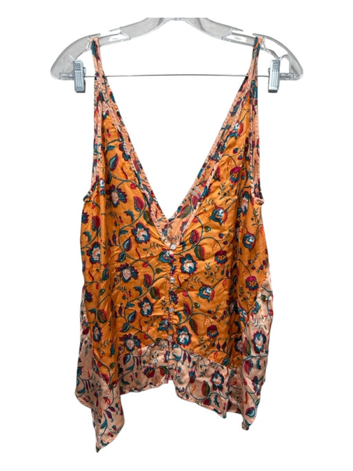 Anthropologie Size Small Orange, Blue & Multi Viscose Floral Tank Shorts Pajamas Orange, Blue & Multi / Small