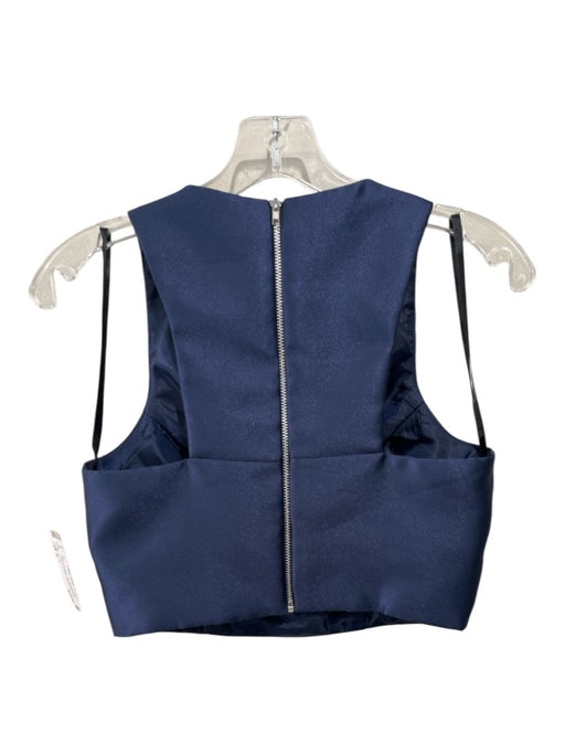 Xscape Size 4 Navy No Fabric Tag Sleeveless Princess Seams Padded Bra Crop Top Navy / 4