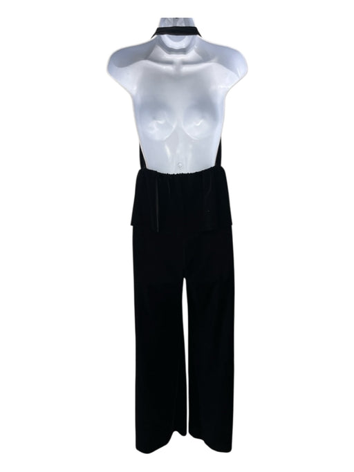 Bec & Bridge Size 2 Black Velvet Halter Peplum Striahgt leg Jumpsuit Black / 2