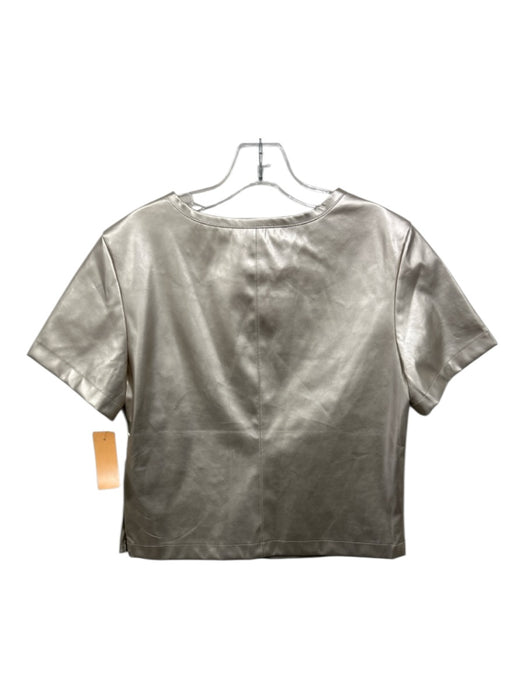 Porridge Size S Gold Polyurethane Blend Faux Leather Metalic Short Sleeve Top Gold / S