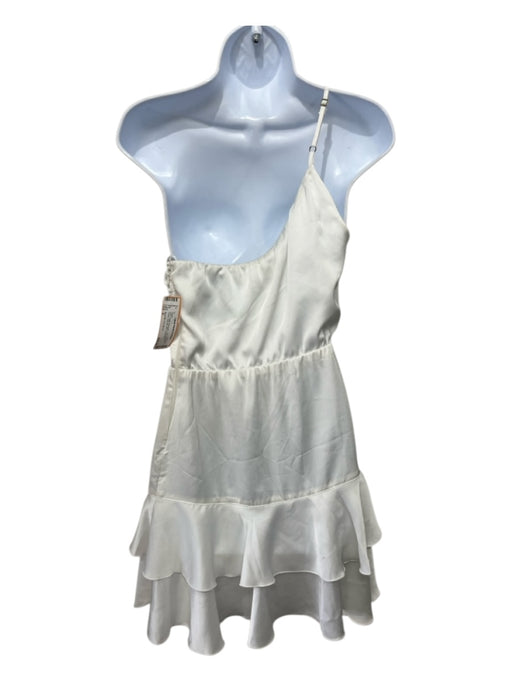 Show Me Your Mumu Size S White Polyester One Shoulder Tiered Side Zip Mini Dress White / S
