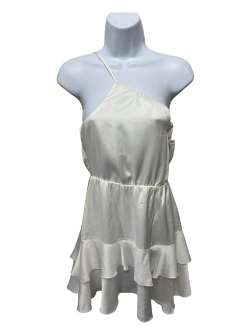 Show Me Your Mumu Size S White Polyester One Shoulder Tiered Side Zip Mini Dress White / S