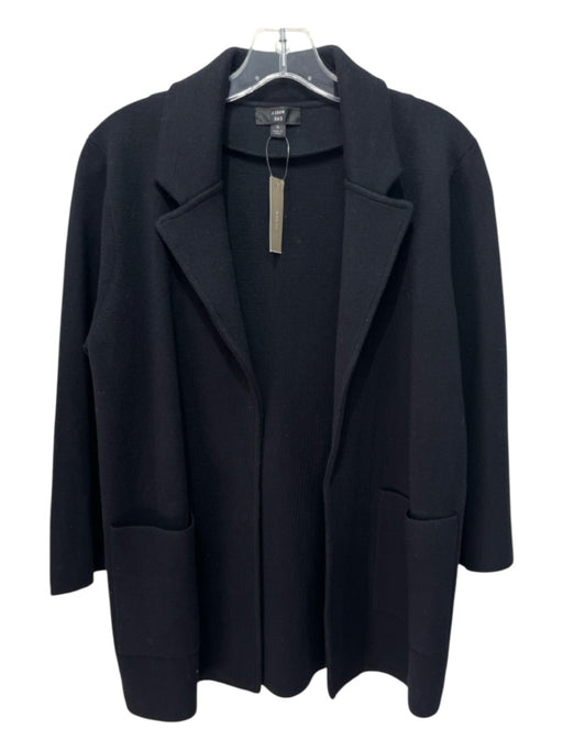 J. Crew Size S Black Cotton Blend Knit Collar Open Front Pockets Cardigan Black / S