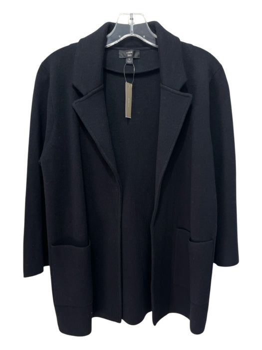 J. Crew Size S Black Cotton Blend Knit Collar Open Front Pockets Cardigan Black / S