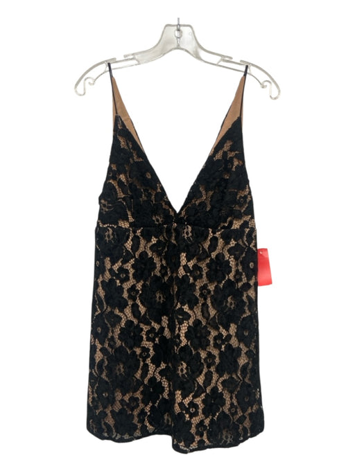 Free People Size 4 Black Nylon Blend Spaghetti Strap Lace Overlay Mini Dress Black / 4