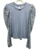 Dolan Size S Light Blue Rayon Ribbed Lace Long Balloon Sleeve Top Light Blue / S