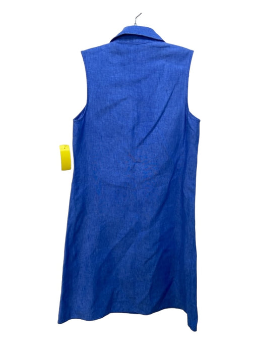 Ann Mashburn Size Est S Blue Linen & Cotton Chambray Short Sleeve Collar Dress Blue / Est S