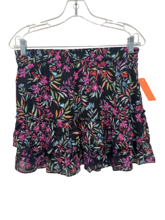 Generation Love Size M Black, Pink & Blue Silk & Cotton Floral Mini Skirt Set Black, Pink & Blue / M