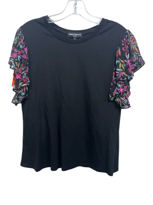 Generation Love Size M Black, Pink & Blue Silk & Cotton Floral Mini Skirt Set Black, Pink & Blue / M