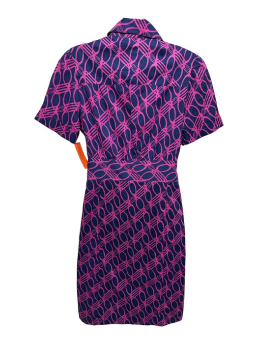 Diane Von Furstenberg Size 2 Pink & blue Cotton Short Sleeve Swirl Midi Dress Pink & blue / 2