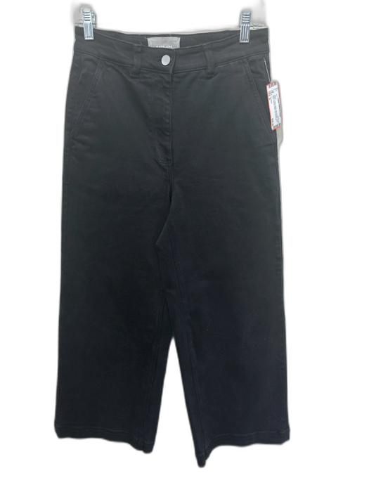 Everlane Size 6 Black Cotton Denim Zip & Button High Rise Pockets Wide Leg Jeans Black / 6