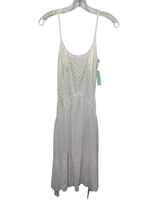 All Saints Size 0 White Polyester Spaghetti Strap Eyelet Detail Midi Dress White / 0