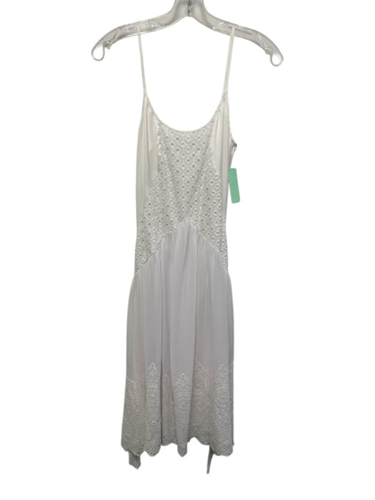 All Saints Size 0 White Polyester Spaghetti Strap Eyelet Detail Midi Dress White / 0