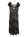 Xscape Size 4 Black Poly Sleeveless Floral Applique Short Cap Sleeve Gown Black / 4
