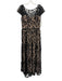 Xscape Size 4 Black Poly Sleeveless Floral Applique Short Cap Sleeve Gown Black / 4