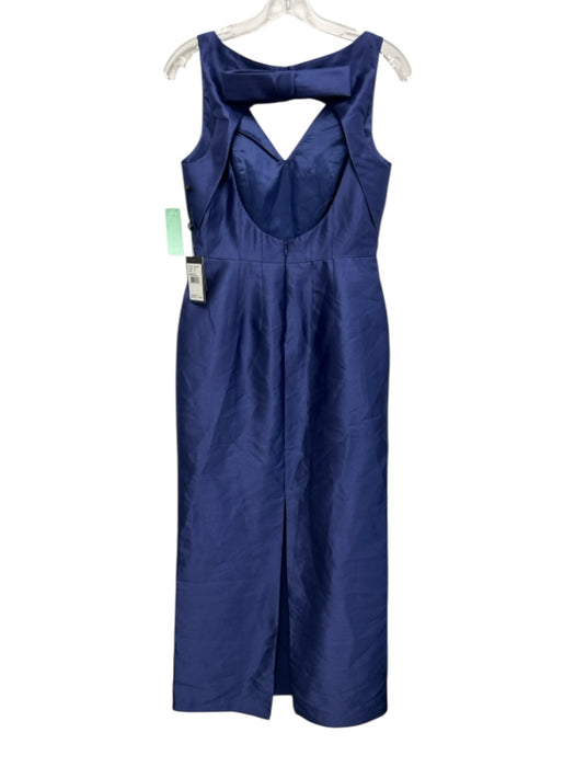 Adrianna Papell Size 6 Blue Sleeveless V Neck Princess Seams Back Bow Gown Blue / 6