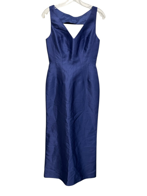 Adrianna Papell Size 6 Blue Sleeveless V Neck Princess Seams Back Bow Gown Blue / 6