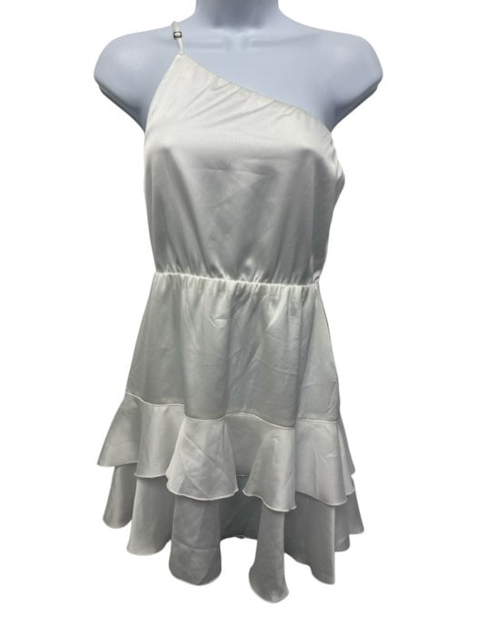 Show Me Your Mumu Size Small White Polyester Satin Sleeveless One Shoulder Dress White / Small