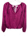 Veronica Beard Size 4 Fuchsia Silk Blend Long Sleeve Paisley Cutout Back Tie Top Fuchsia / 4