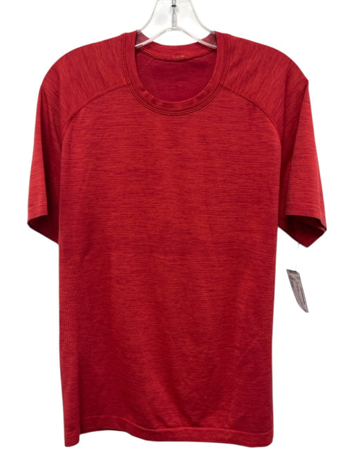 Lululemon Size Est M Red Solid Athleisure Men's Short Sleeve Red / Est M