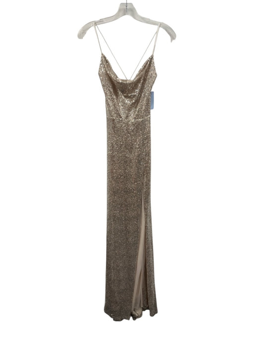 Windsor Size Small Beige Polyester Spaghetti Strap Sequins Cowl neck Gown Beige / Small