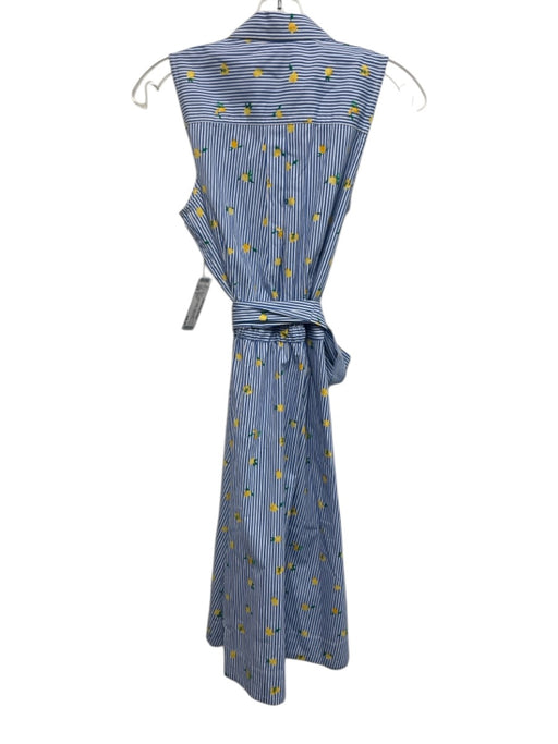 J Crew Size 2 Blue, Yellow, White Cotton Blend Sleeveless Lemons Stripes Dress Blue, Yellow, White / 2