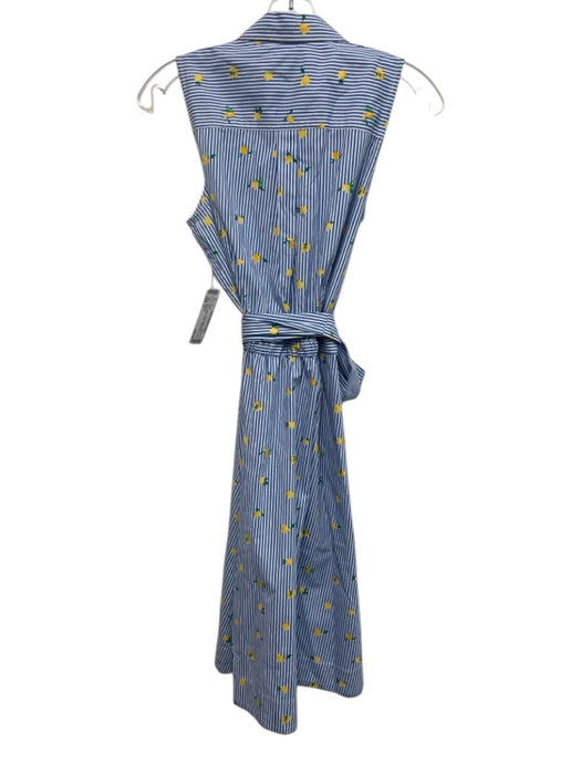 J Crew Size 2 Blue, Yellow, White Cotton Blend Sleeveless Lemons Stripes Dress Blue, Yellow, White / 2