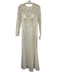 Eliza J Size 6 Cream White Polyester Blend Long Sleeve Floral Lace Darted Gown Cream White / 6