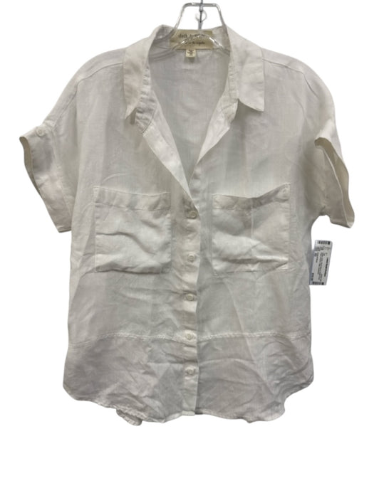 Cloth & Stone Size XS White Linen Short Sleeve Button Front Patch Pocket Top White / XS