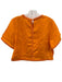 Magaschoni Size Small Orange & Pink Linen Short Sleeve Blanket Stitch Top Orange & Pink / Small
