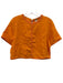 Magaschoni Size Small Orange & Pink Linen Short Sleeve Blanket Stitch Top Orange & Pink / Small