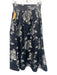 ABS Size 2 Navy, Silver, Black Polyester & Viscose Pleats Maxi Floral Skirt Navy, Silver, Black / 2