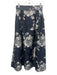 ABS Size 2 Navy, Silver, Black Polyester & Viscose Pleats Maxi Floral Skirt Navy, Silver, Black / 2