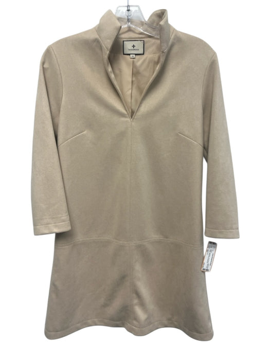 Tuckernuck Size XS Beige Polyester Long Sleeve Split Neck Collar Dress Beige / XS