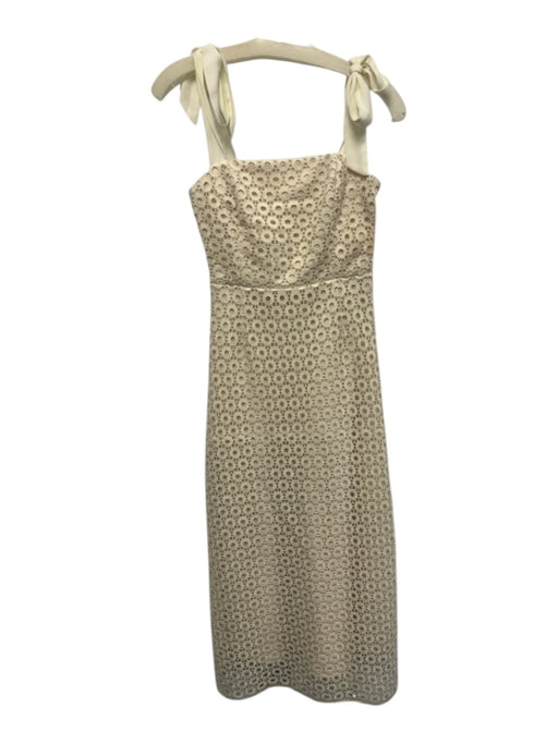 Gianni Bini Size XS Cream White Polyester Sleeveless Tie Shoulder Midi Dress Cream White / XS
