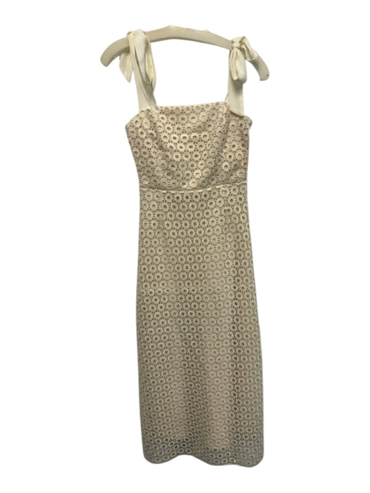 Gianni Bini Size XS Cream White Polyester Sleeveless Tie Shoulder Midi Dress Cream White / XS