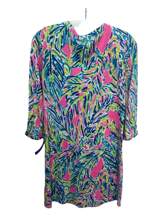 Lilly Pulitzer Size XXS Blue, Pink & Green Cotton All Over Print V Neck Dress Blue, Pink & Green / XXS