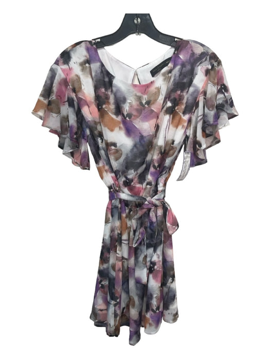 House of Harlow 1960 Size XS White, Purple, Gray Polyester Ruffle Sleeves Dress White, Purple, Gray / XS