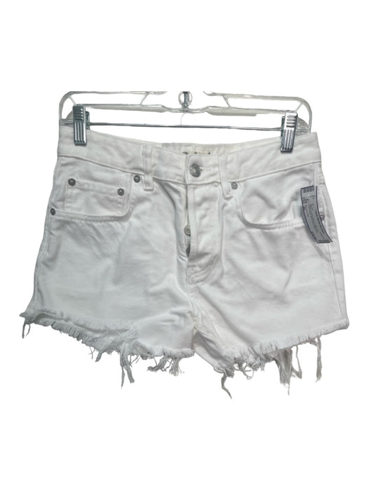 We The Free Size 26 White Cotton Blend Button Fly Distressed Raw Hem Shorts White / 26