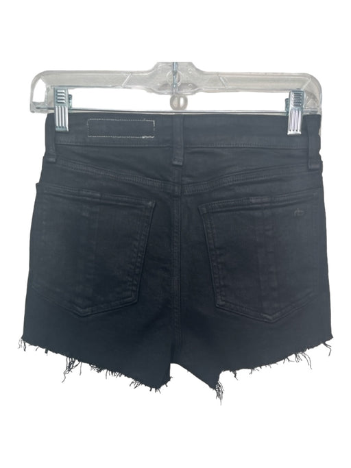 Rag & Bone Size 25 Black Cotton Blend High Rise Waxed Raw Hem Shorts Black / 25