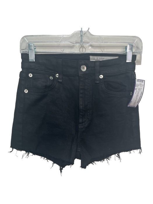 Rag & Bone Size 25 Black Cotton Blend High Rise Waxed Raw Hem Shorts Black / 25