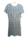 Eliza J Size 6 Light Blue Polyester Short Sleeve Lace Overlay Tiered Midi Dress Light Blue / 6