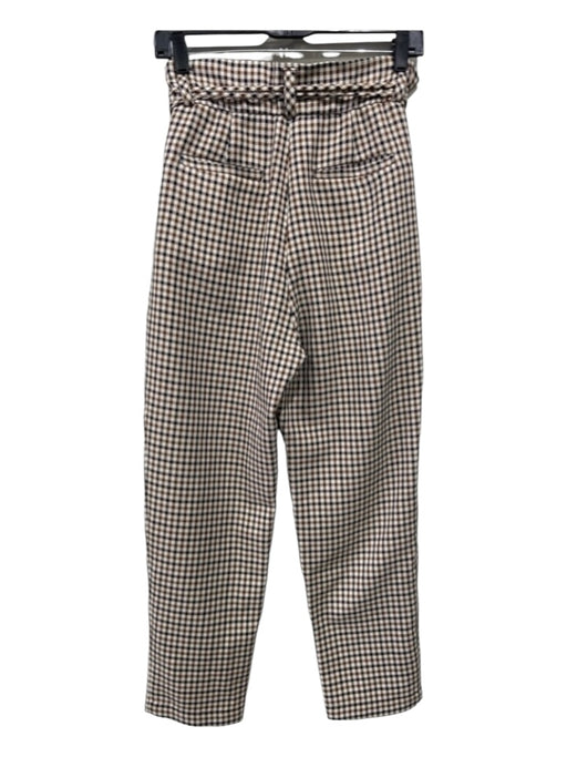 Vetta Size 4 White, Black & Brown Polyester Zip & Button Checkered Trouser Pants White, Black & Brown / 4