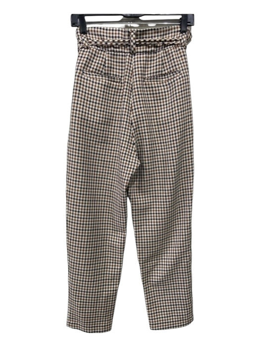 Vetta Size 4 White, Black & Brown Polyester Zip & Button Checkered Trouser Pants White, Black & Brown / 4