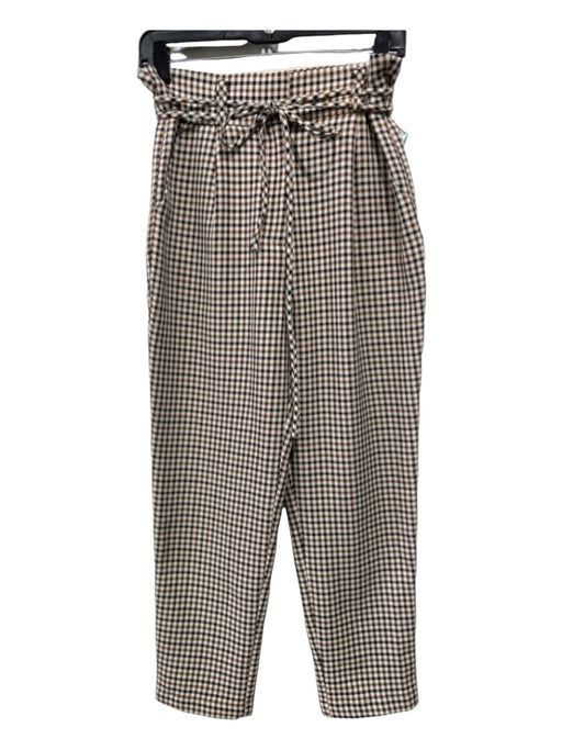 Vetta Size 4 White, Black & Brown Polyester Zip & Button Checkered Trouser Pants White, Black & Brown / 4