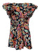 Entro Size Small Black, Orange & Multi Print Cotton Short Ruffle Sleeve Romper Black, Orange & Multi Print / Small